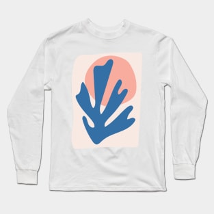 Blue and Blush Pink Leaf Cutout Long Sleeve T-Shirt